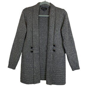 Fortune + Ivy Gray Shawl Collared Cardigan Stitch Fix Open Front Long Line